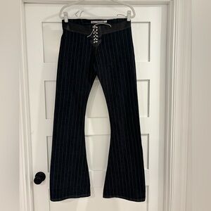 Rare!! Electric Barbarella Y2K Low-Rise Flared Pinstripe Pants